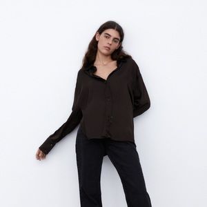 Zara OVERSIZED SATIN EFFECT SHIRT